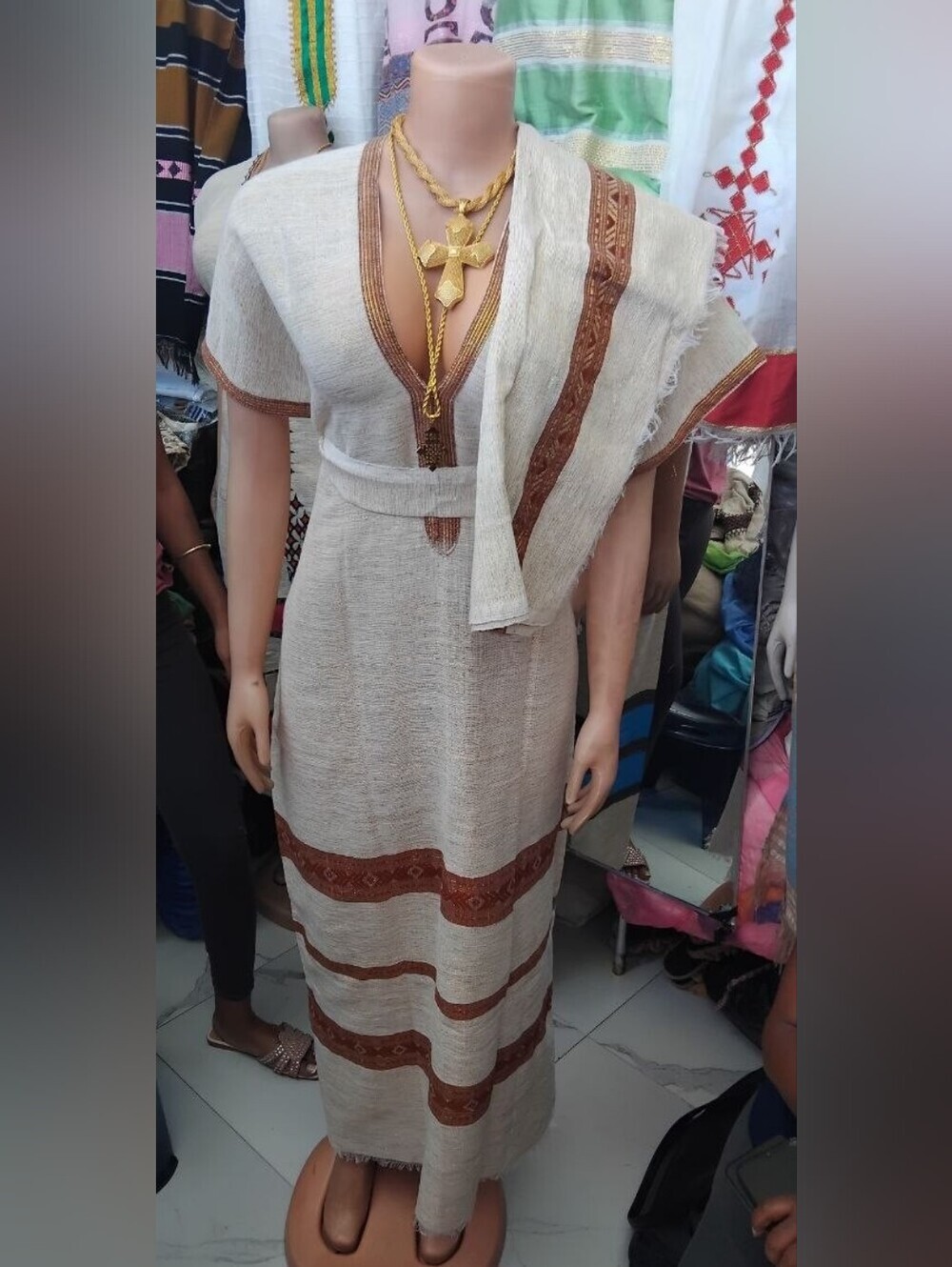 Ethiopian Eritrean Habesha Dress + Scarf Traditional 100% Cottion